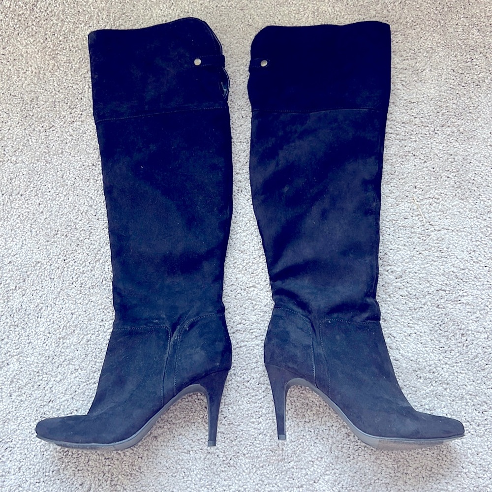 Black Suede Knee High Boots Size 8.5